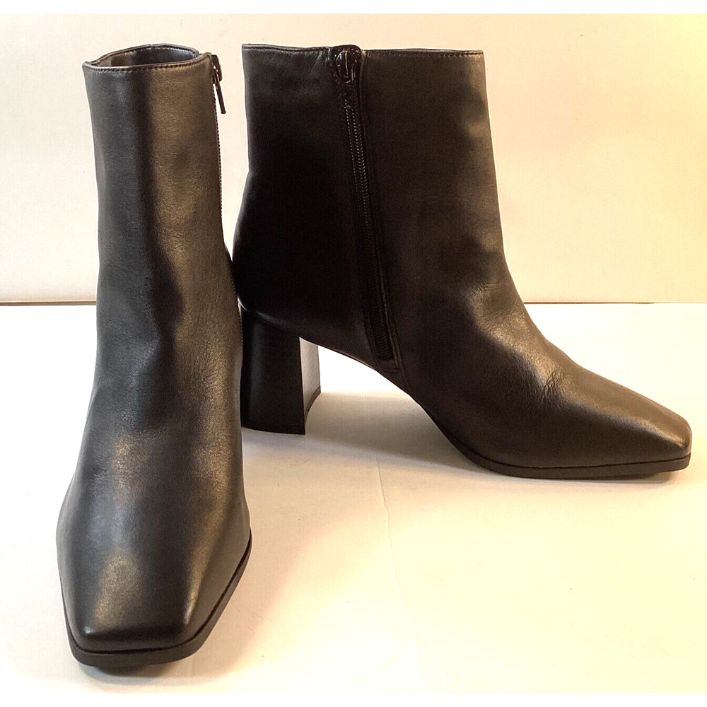 INC Womens Dasha Black Leather Ankle Booties Size10 Medium NWOB